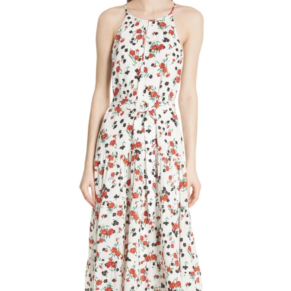 A.L.C floral sleeveless tiered silk dress